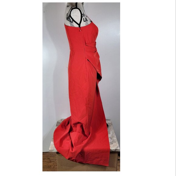 Eliza J Red One-Shoulder Formal Gown, Red, Womens Size 4 - Picture 5 of 7
